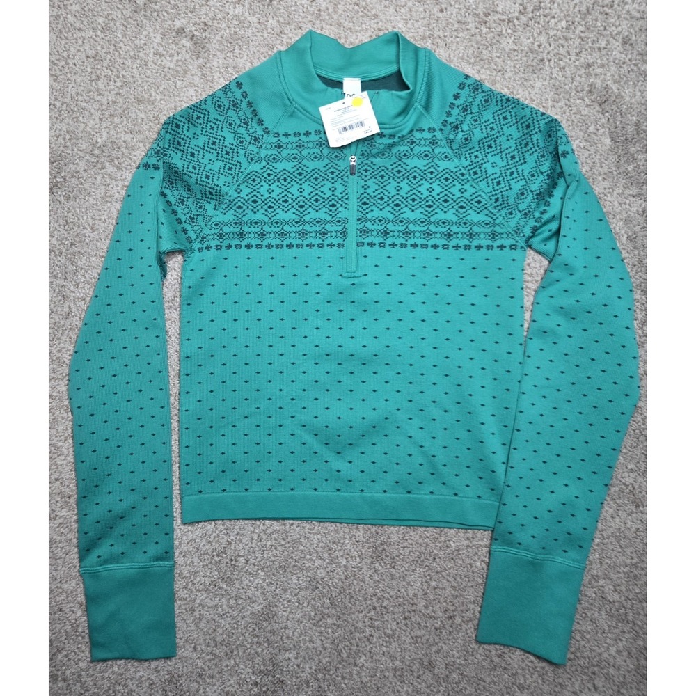 DSG Momentum Seam 1/4 Zip Women's Emerald Fair Isle Pullover Moisture Wicking S